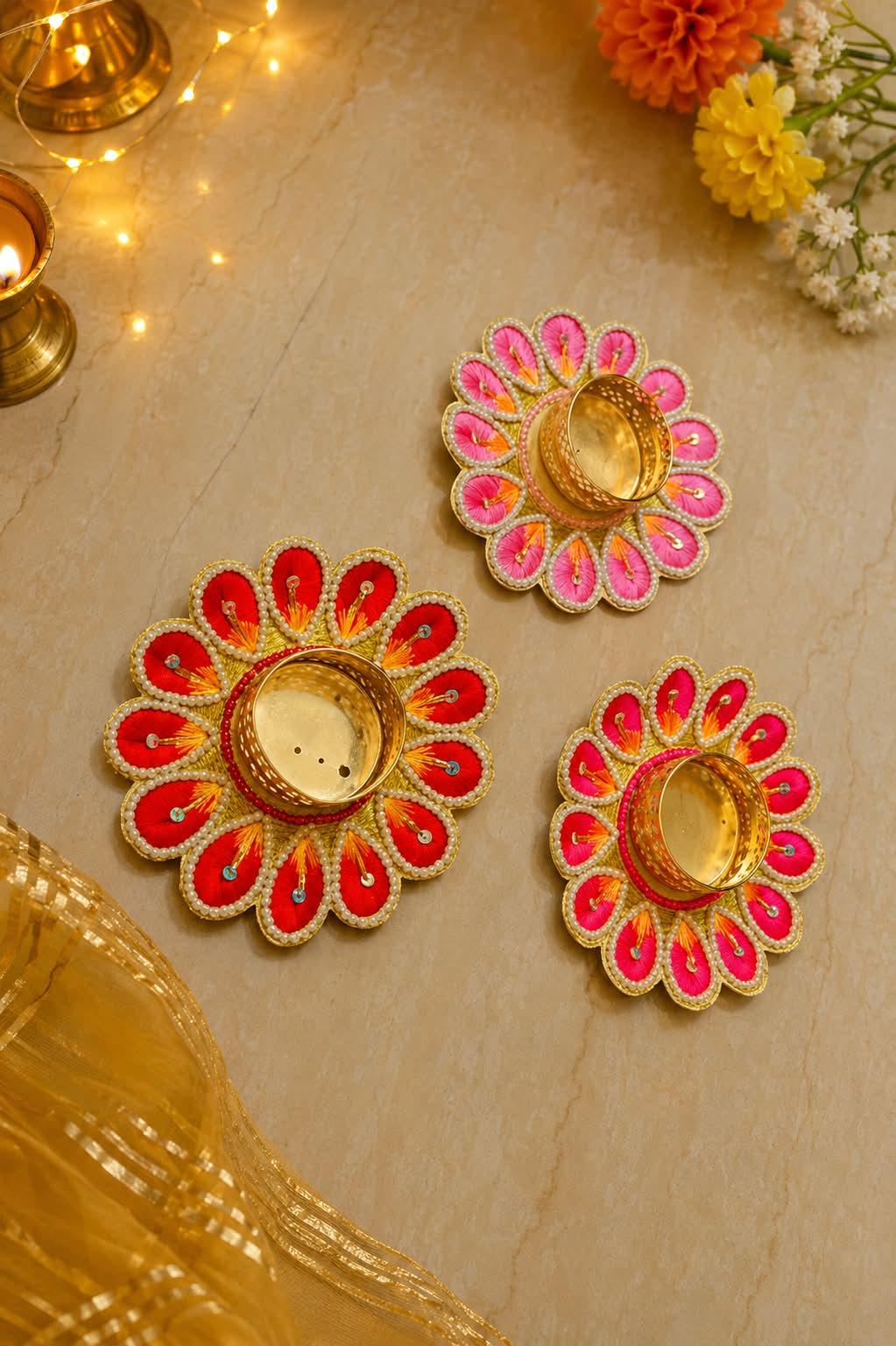 Elegant Tealight Holders | Indian Wedding, Diwali Pooja Decor