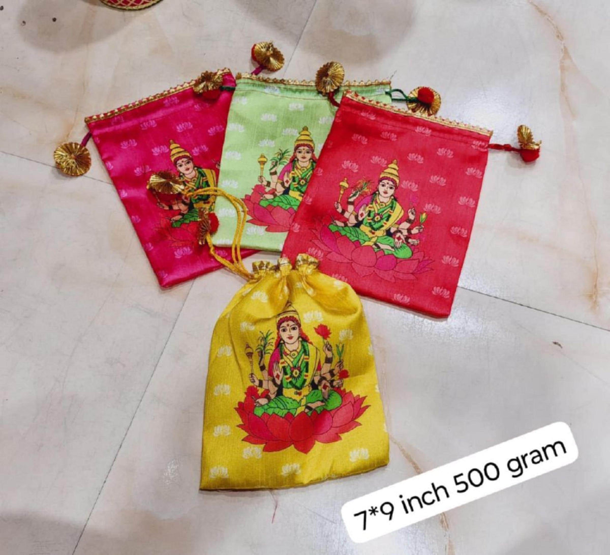Indian Festive Potli Bags, Festive Gift Bag Tassel Drawstring Pouches (7x9 inch)