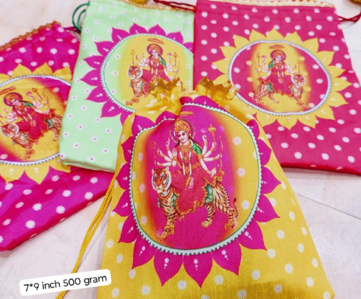 Indian Festive Potli Bags, Festive Gift Bag Tassel Drawstring Pouches (7x9 inch)