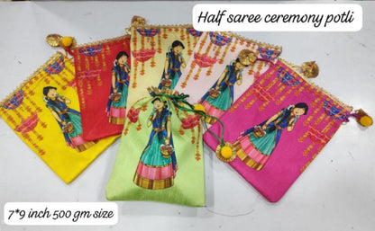 Indian Festive Potli Bags, Festive Gift Bag Tassel Drawstring Pouches (7x9 inch)