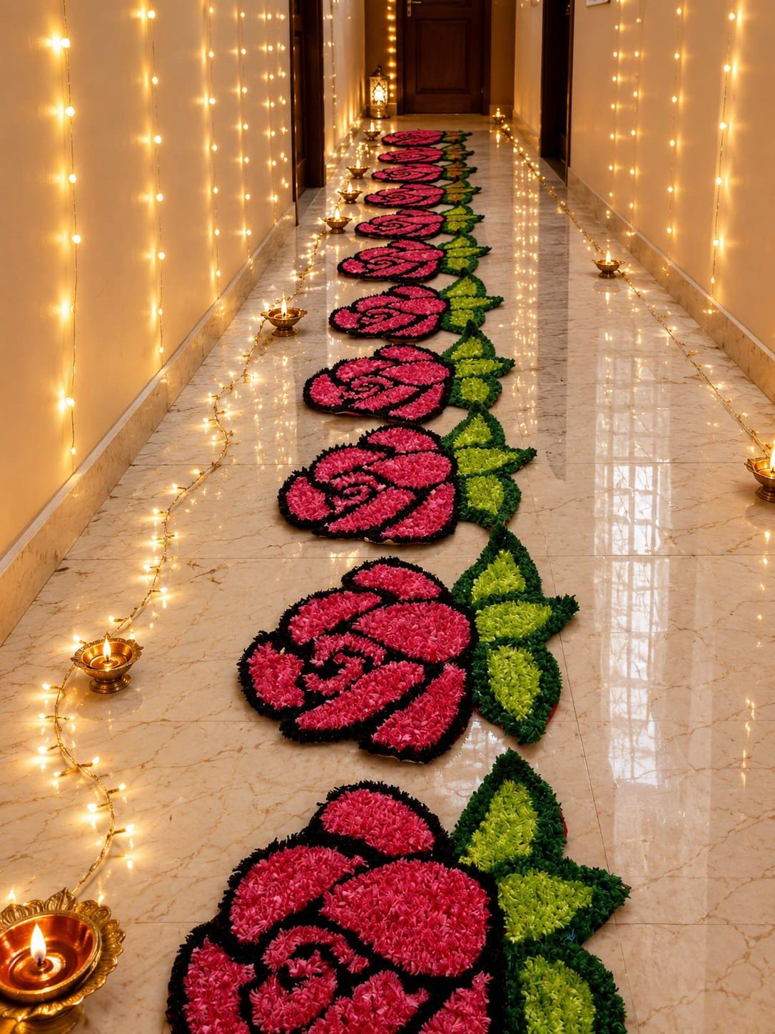Handmade Rose Feather Mat Set | Indian Puja Aasan, Temple Decor