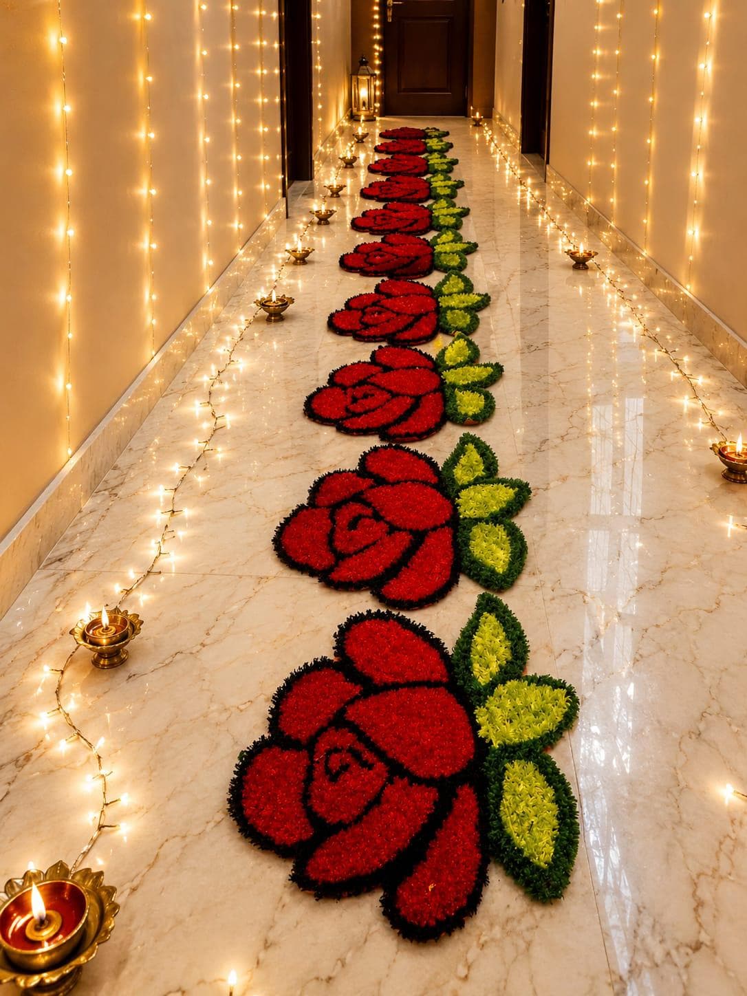 Handmade Rose Feather Mat Set | Indian Puja Aasan, Temple Decor