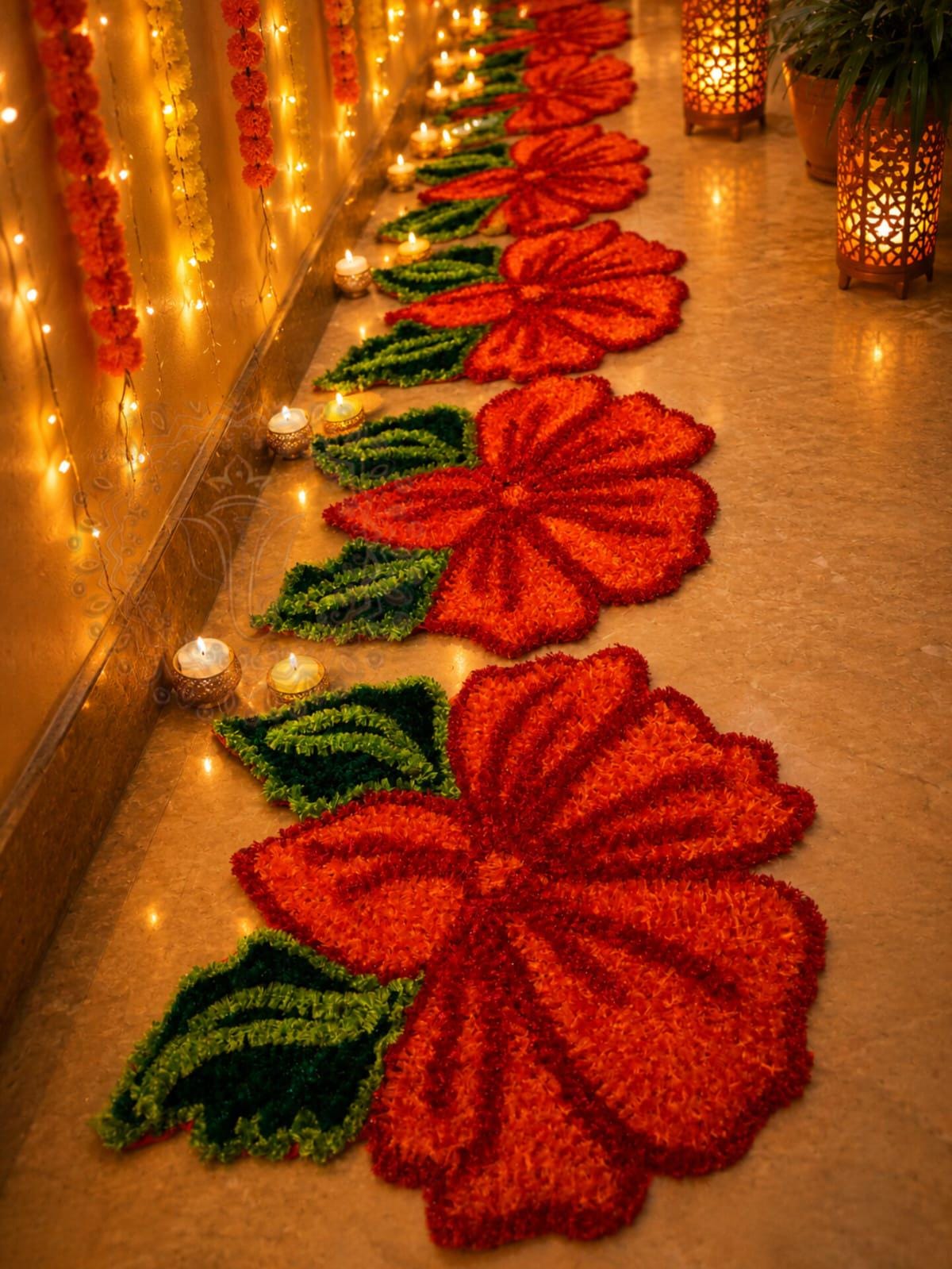 Handmade 3D Flower Mat Set | Indian Puja Aasan, Temple Decor