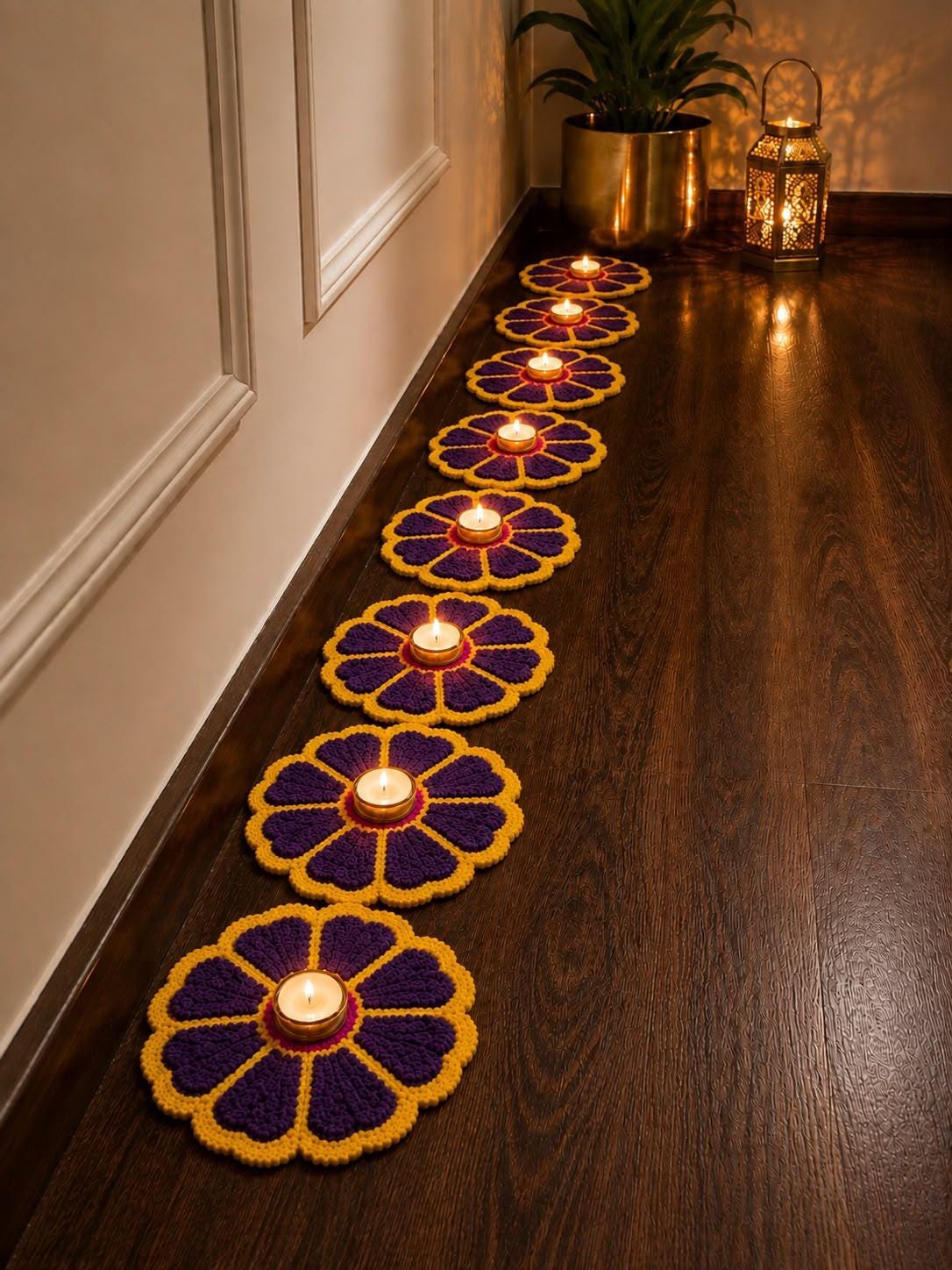 Handmade Floral Mat Set | Indian Puja Aasan, Temple Decor