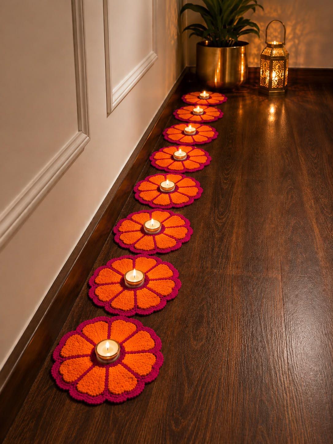 Handmade Floral Mat Set | Indian Puja Aasan, Temple Decor