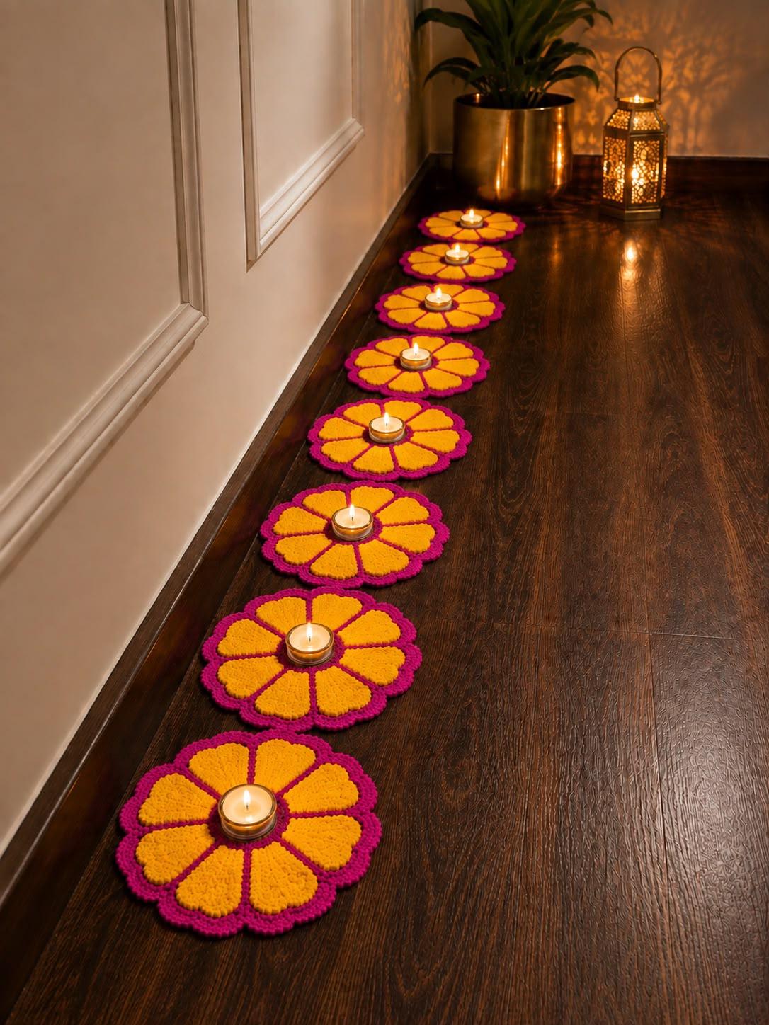 Handmade Floral Mat Set | Indian Puja Aasan, Temple Decor