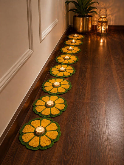 Handmade Floral Mat Set | Indian Puja Aasan, Temple Decor