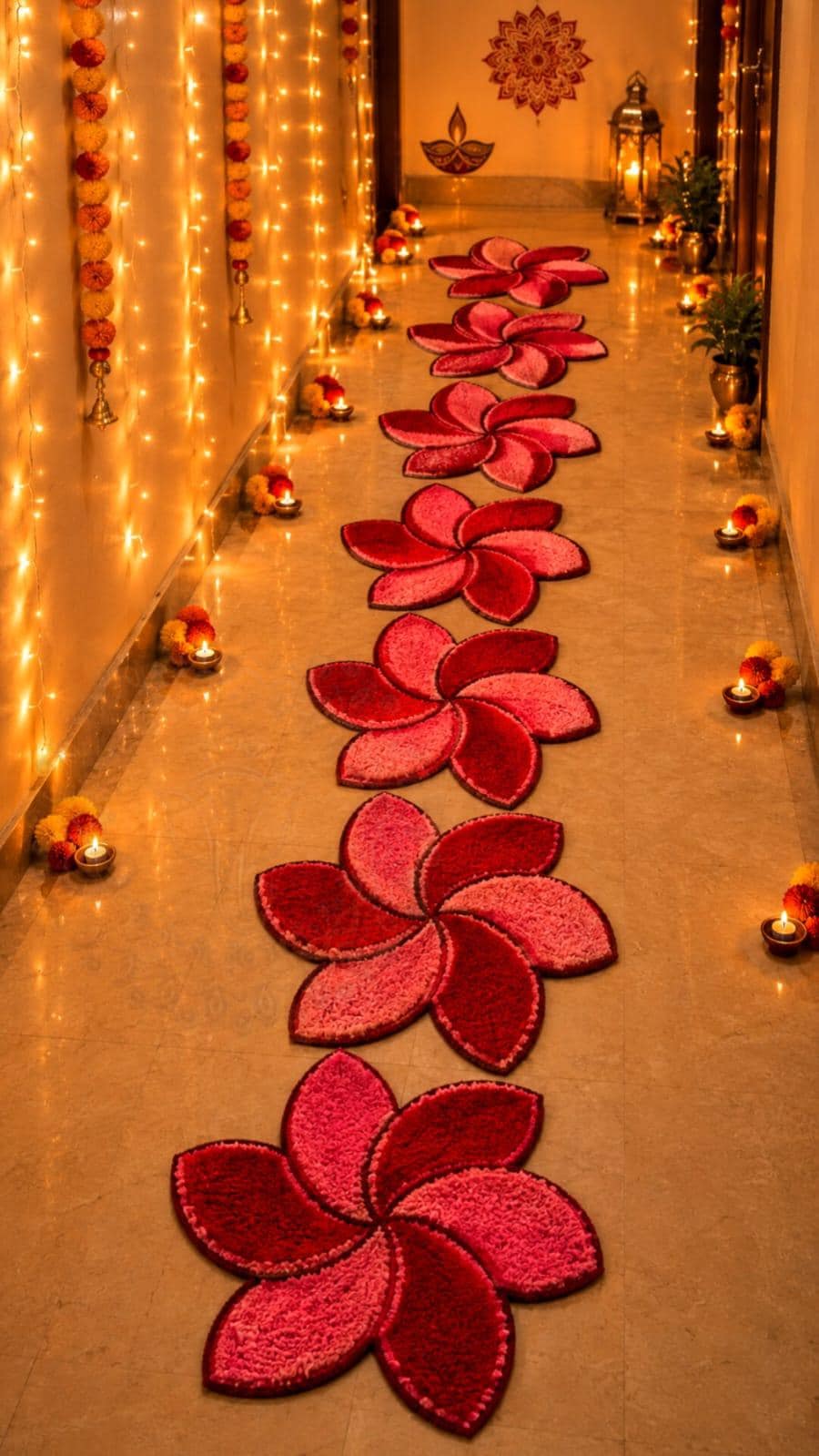 Handmade 3D Floral Mat Set | Indian Puja Aasan, Temple Decor