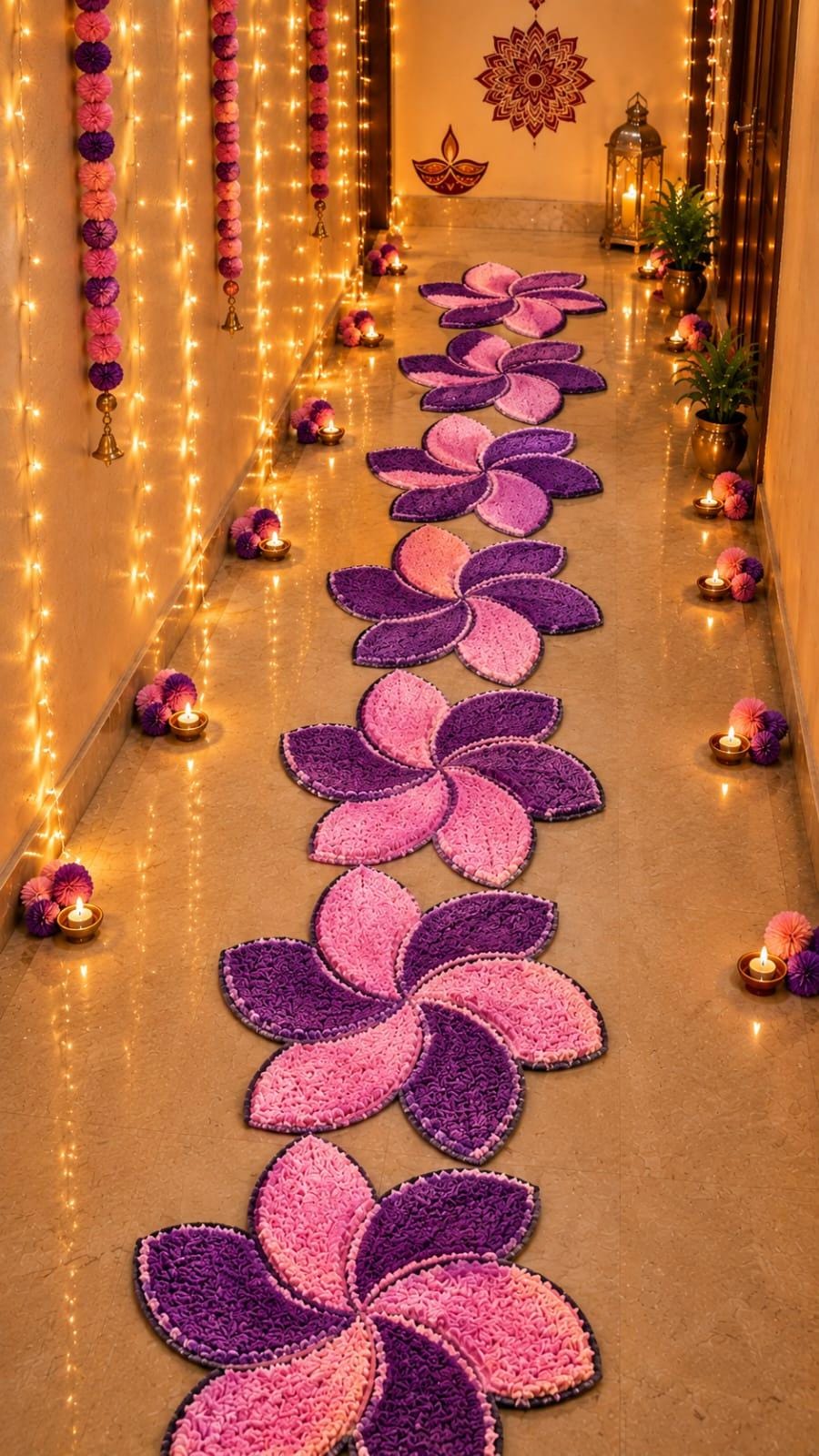 Handmade 3D Floral Mat Set | Indian Puja Aasan, Temple Decor