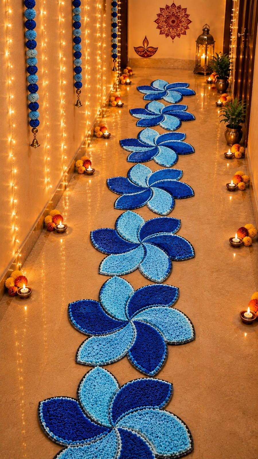 Handmade 3D Floral Mat Set | Indian Puja Aasan, Temple Decor