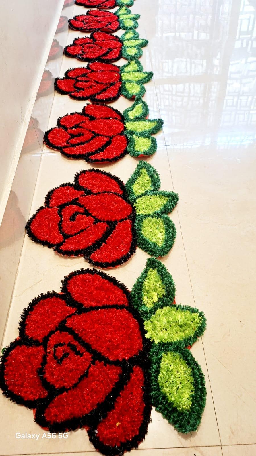 Handmade Rose Feather Mat Set | Indian Puja Aasan, Temple Decor
