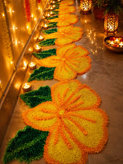 Handmade 3D Flower Mat Set | Indian Puja Aasan, Temple Decor