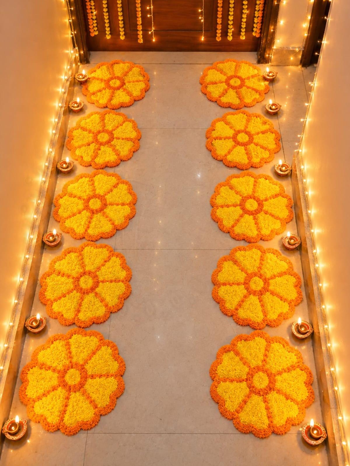 Handmade Floral Mat Set | Indian Puja Aasan, Temple Decor