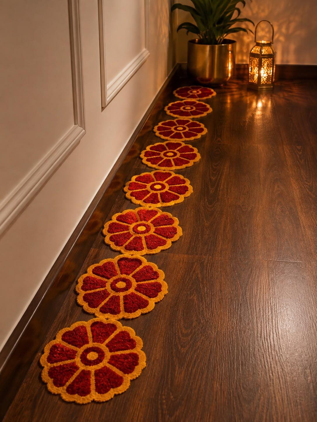 Handmade Floral Mat Set | Indian Puja Aasan, Temple Decor