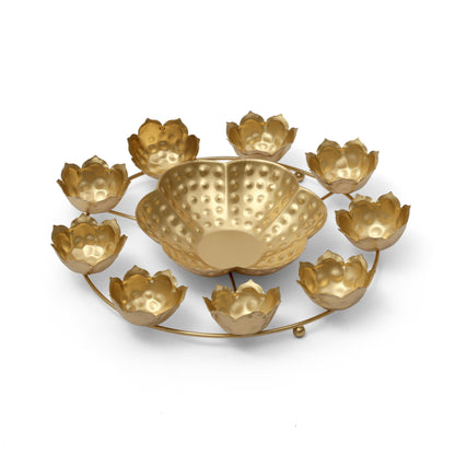 Decorative Iron Rangoli Urli Bowl, Candle Festive Decor for Event/Wedding/Diwali/Christmas Decoration