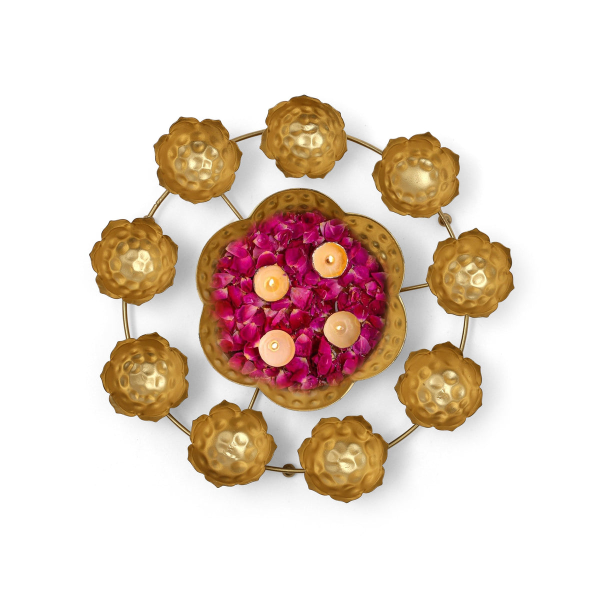 Decorative Iron Rangoli Urli Bowl, Candle Festive Decor for Event/Wedding/Diwali/Christmas Decoration