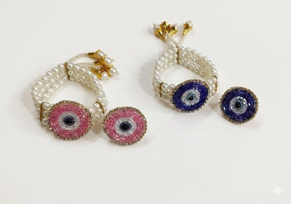 Pearl Kundan Peacock Feather Jewelry Set, Traditional Indian Wedding Bracelet Ring (Faux Pearl)