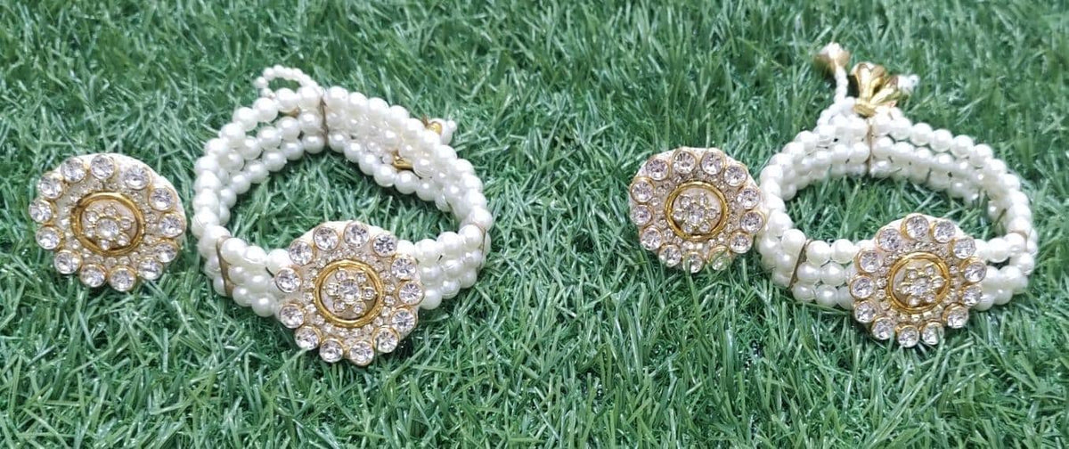 Multi-Strand Pearl Bracelet and Ring | Evil Eye, Cowrie Shell Ethnic Jewelry