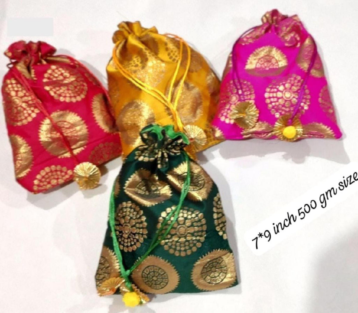 Cotton Festival Potli Bag | Rustic Drawstring Pouch (7x9 Inch)